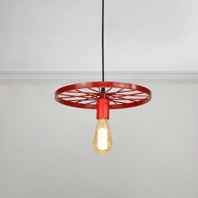 Wheel Shape Suspended Light Colorful Industrial Iron 1-Light Pendant Lamp for Restaurant