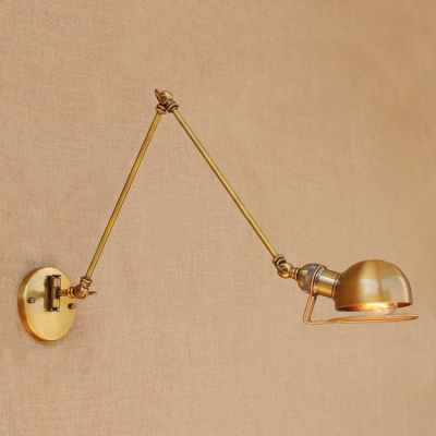 1 Head Adjustable Arm Wall Lamp Industrial Metal Decorative Wall Mount Fixture in Brass
