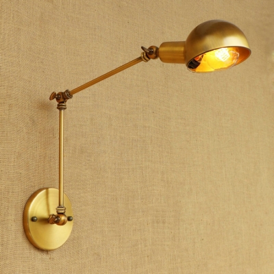 1 Head Adjustable Arm Wall Mount Light Loft Style Steel Wall Lighting in Brass for Porch