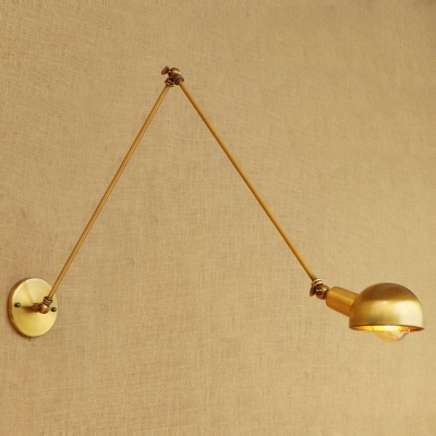 Arm Adjustable Sconce Light Vintage Loft Iron Single Light Lighting Fixture in Brass