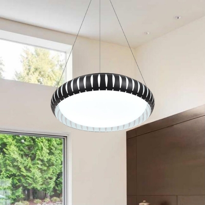 Hollow Design Round LED Hanging Ceiling Lights Modern Style Black Finish Pendant Light for Office
