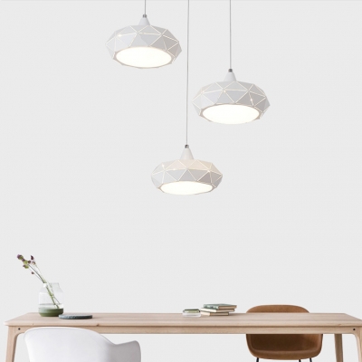 Nordic Style Geometric LED Pendant Light Metal 1 Light Hanging Lamp in White for Kitchen Dining Room