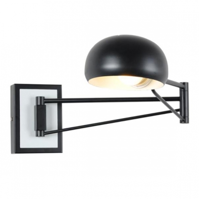 Single Bulb Swing Arm Wall Sconce Vintage Steel Lighting Fixture in Black for Study Room
