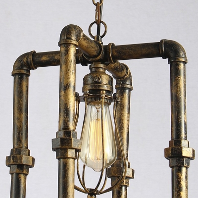 Vintage Pipe Suspended Light Weathered Iron 1 Light Pendant Lamp for Porch Restaurant