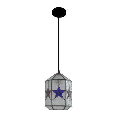 Star Design Hanging Lamp Modern Tiffany Ripple Glass Single Light Drop Light in Multi Color