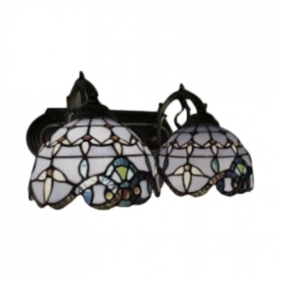 Baroque Tiffany Style Stained Glass Wall Sconce with Handmade Shade