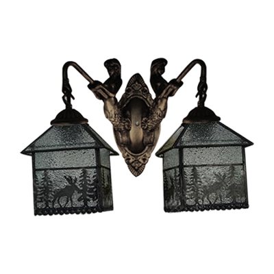 Elk Design Sconce Lighting Lodge Tiffany Style Rippled Glass 2 Heads Wall Light with Mermaid