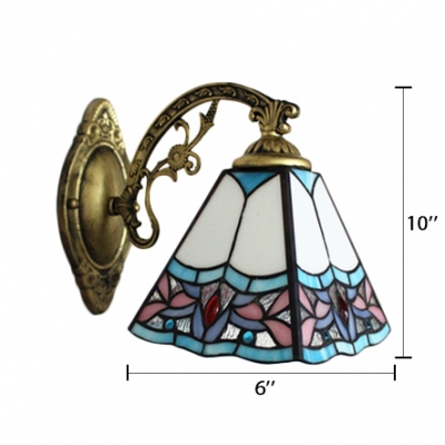 Floral Wall Sconce Tiffany Style Stained Glass Wall Light in Multicolor for Bungalow Corridor