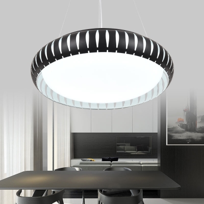 Hollow Design Round LED Hanging Ceiling Lights Modern Style Black Finish Pendant Light for Office