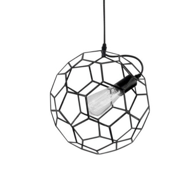 Industrial Style Geometric Hanging Pendant Light Metal Cage 1 Head Orb Pendant Lighting