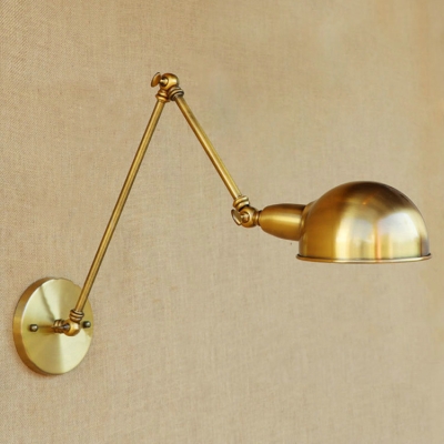 Metal Swing Arm Wall Lighting Industrial Single Bulb Wall Sconce in Antique Brass
