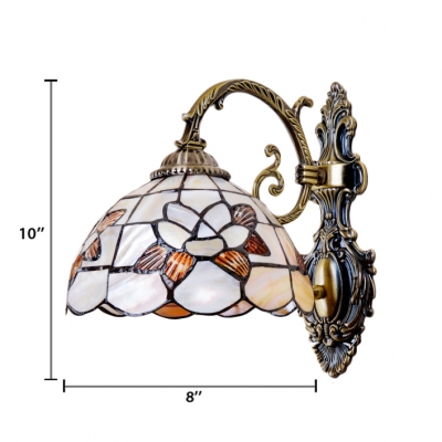 Shelly Floral Wall Sconce Industrial Tiffany Stained Glass Wall Lamp in Multicolor for Corridor