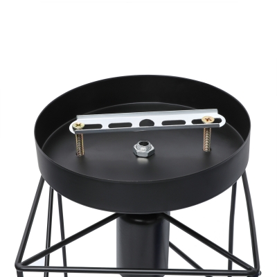 Squared 1Lt Semi Flush Ceiling Light in Black with Wire Cage for Kitchen Foyer Porch Bathroom