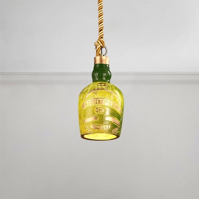 Bottle Shape Suspended Light Industrial Resin Hanging Light in Green for Restaurant