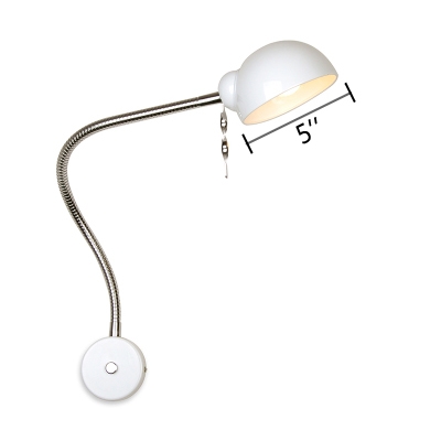 Loft Style Curved Arm Wall Sconce Steel Single Bulb Wall Light Fixture in White for Study Room