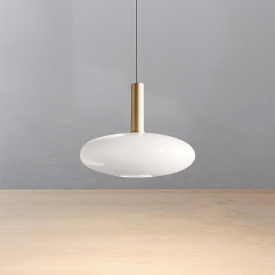 Post Modern Style Frosted Glass Shade Single Hanging Light Fixture in Gold Finish