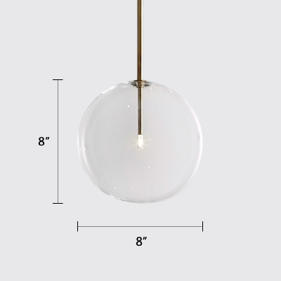 Sphere Shaped 1 Light Pendant Lamp in Gold Finish Contemporary Style Clear Glass Hanging Light