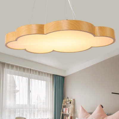 Wood Grain Cloud LED Pendant Lights Nordic Style Acrylic 1 Light Hanging Pendant Warm White Light