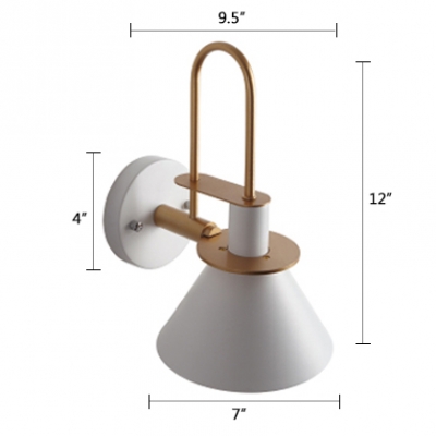 1 Head Funnel Small Wall Lamp Modern Steel Decorative Sconce Lighting in White for Bedside