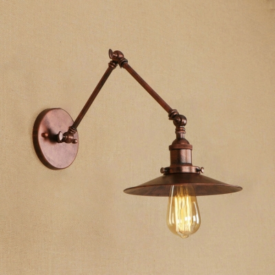 Rust Finish Railroad Wall Lamp Vintage Industrial Adjustable Metal 1 Light Sconce Light for Corridor