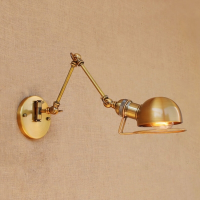 Brass Finish Swing Arm Wall Lighting Vintage Steel 1 Bulb Wall Sconce for Coffee Shop