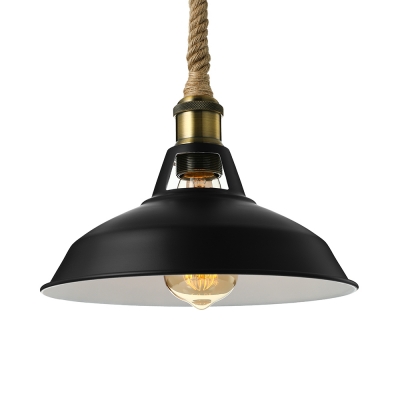 Matte Black 1 Light  Warehouse LED Pendant Light with Rope Hanging Chain