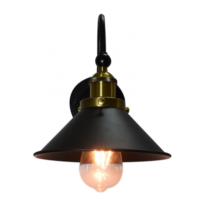 Metal Conical Wall Lamp Vintage Concise 1 Bulb Accent Lighting Fixture in Aged Brass