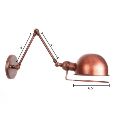Semicircle Wall Mount Fixture Industrial Adjustable Iron Single Bulb Wall Sconce in Rust