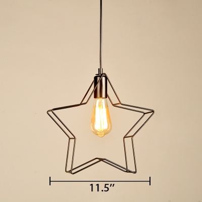 Star Shape Pendant Lamp Retro Style Iron 1 Light Suspension Light for Children Room
