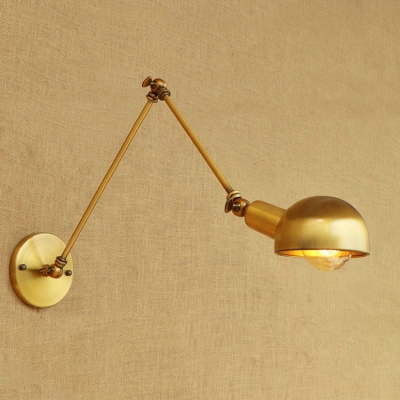 1 Head Adjustable Arm Wall Mount Light Loft Style Steel Wall Lighting in Brass for Porch