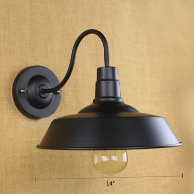 1 Light Curved Arm Wall Sconce Loft Style Metal Wall Mount Light in Charcoal Grey