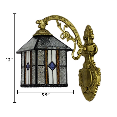 Craftsman House Shade Wall Lamp Tiffany Style Rippled Glass Decorative Wall Sconce