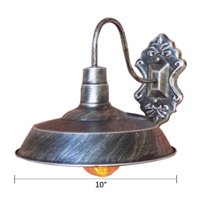 Old Satin Brass Armed Wall Sconce Industrial Style  Iron 1 Bulb Lighting Fixture for Hallway