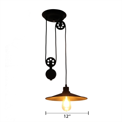 Railroad Shade Hanging Lamp Industrial Adjustable Steel Ceiling Light for Bedroom
