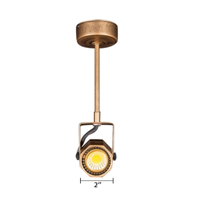 Rotatable Geometric Semi Flush Light Retro Style Weathered Steel LED Spotlight for Corridor