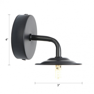 Single Bulb Mini Flared Wall Sconce Retro Style Metal Wall Light in Black for Coffee Shop
