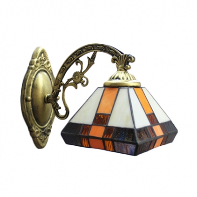 Tiffany Style Mission Wall Light Stained Glass Wall Lamp in Multicolor for Bedroom Corridor