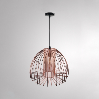 Wire Caged Dome Hanging Light Industrial Style Iron 1-Light Pendant Ceiling Lamp for Bar Cafe
