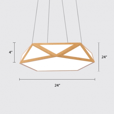 Wooden Diamond LED Pendant Lamp Simple Style Metal and Acrylic Chandelier for Bedroom Kitchen Living Room