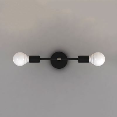 2 Bulbs Dumbbell Wall Lamp Designers Style Metal Wall Light Sconce in Black for Corridor
