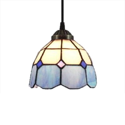 5.5 Inch Width Tiffany Style Polygon Shape Shade Mini Pendant Light