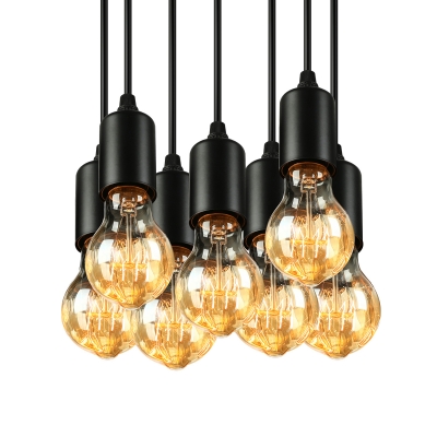 

6-Light Edison Bulb LED Multi Light Pendant in Black for Dining Room Kitchen Bar Counter, HL371621