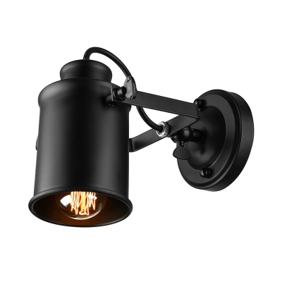 Black 1 Spotlight Cylinder Shade Small LED Wall Sconce