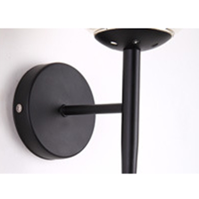 Black Finish Sphere Sconce Lighting Designer Style Glass Shade 1 Bulb Wall Lamp for Corridor