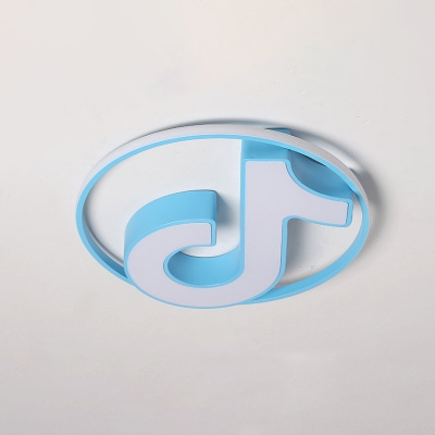 Blue/Pink Musical Note LED Flushmount Contemporary Acrylic Ceiling Fixture for Amusement Park