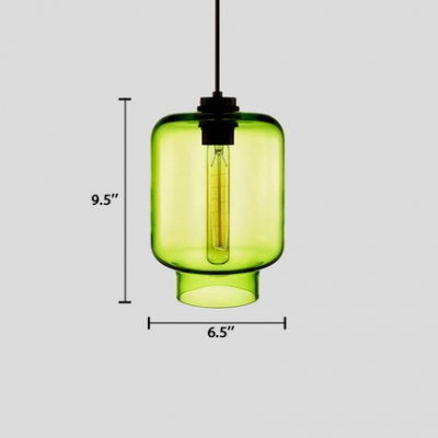 Designers Style Geometric Suspended Light Glass Single Head Hanging Lamp in Green