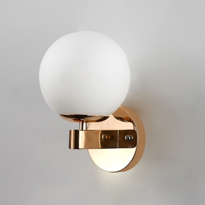 Frosted Glass Globe Wall Light Modernism Simple 1 Head Art Deco Wall Mount Light in Gold