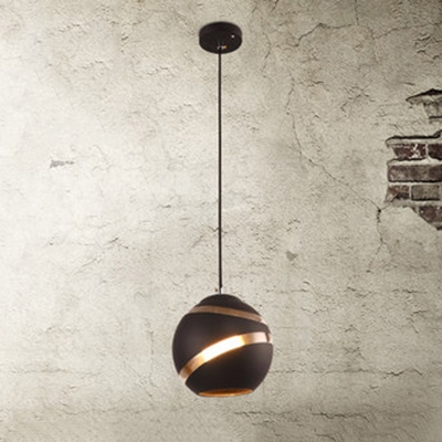 Glass Orb Suspended Light Designers Style 1 Head Art Deco Ceiling Pendant Lamp in Black