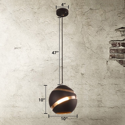 Glass Orb Suspended Light Designers Style 1 Head Art Deco Ceiling Pendant Lamp in Black