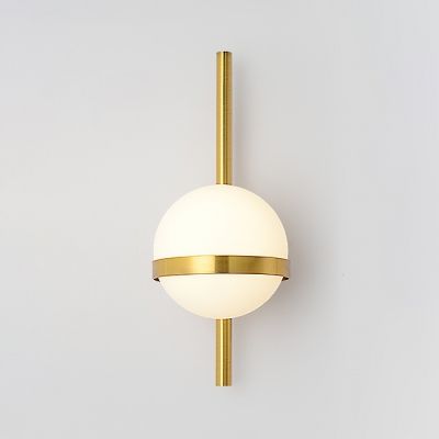 Gold Finish Orb Wall Lamp Modern Fashion Milky Glass 1 Head Lighting Fixture for Foyer